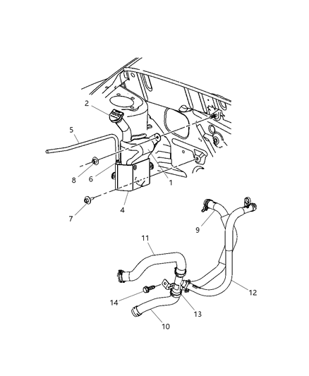 2005 Chrysler PT Cruiser Bottle Coolant Recovery Diagram for 5278766AC