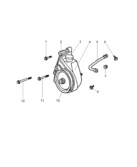 1999 Dodge Ram Wagon Power Steering Pump & Mounting Diagram
