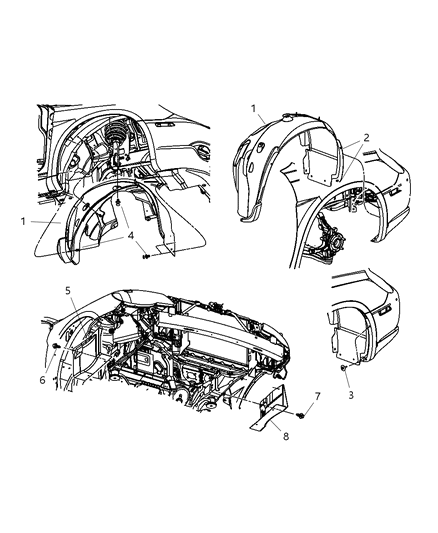 2011 Chrysler 200 Shield Fender Diagram for 4389813AE