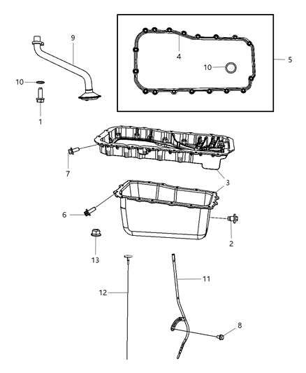 2008 Dodge Grand Caravan Engine Oil Pan , Oil Level Indicator Diagram 3 - Thumbnail