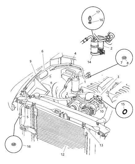 1998 Dodge Ram 2500 Bracket A/C Line Diagram for 5010432AA