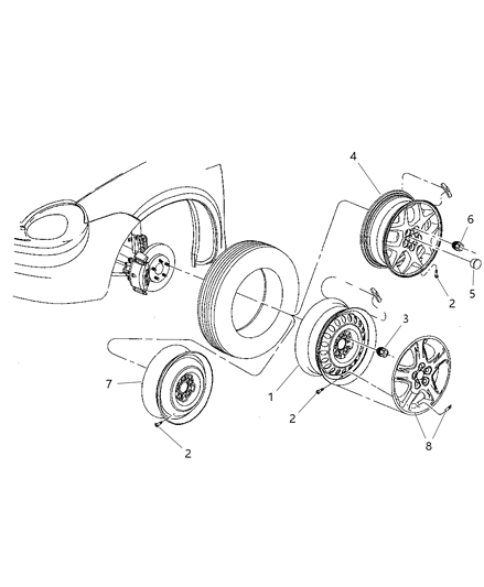 2000 Dodge Neon Wheel, Steel Diagram for 4684697AB