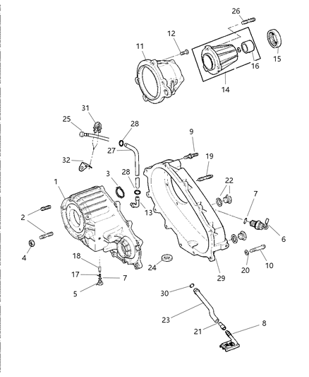 1997 Dodge Dakota Case & Related Parts of Transfer Case Model Diagram