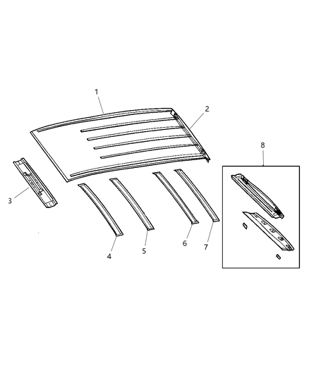 2007 Chrysler Town & Country Windshield Header, Front Diagram for 4860674AB