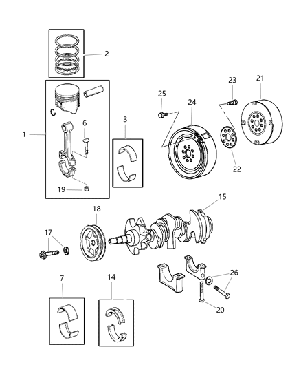 2000 Dodge Intrepid Crankshaft , Piston And Torque Converter Diagram 3 - Thumbnail