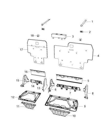2017 Chrysler Pacifica Clip X - Master Tree Has Hook Tape Diagram for 5139369AB