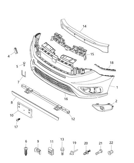 2019 Ram ProMaster City License Bracket, Front Diagram for 5YH28LXHAA