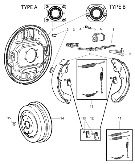 2006 Dodge Dakota Wheel Cylinder Diagram for 5159101AA