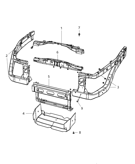 2009 Dodge Dakota Air Deflector, Front Diagram for 55057108AA