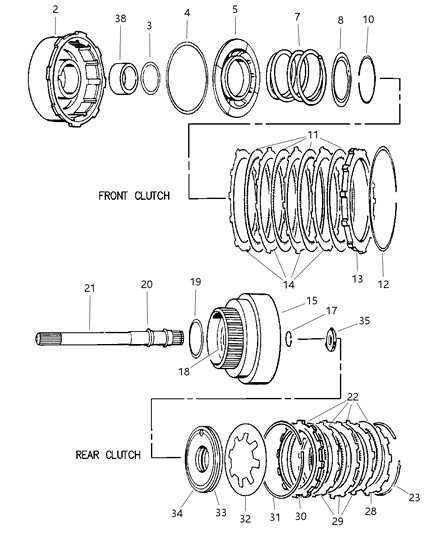 2002 Jeep Wrangler Clutch, Front & Rear Diagram 2 - Thumbnail