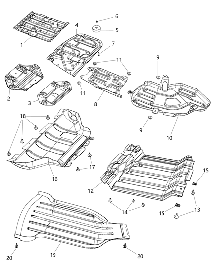 2021 Jeep Grand Cherokee Underbody Shield, Front Diagram for 68091772AB