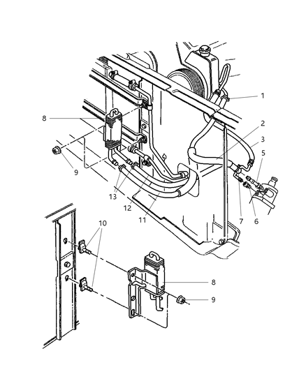 1997 Dodge Ram Van Power Steering Pressure Hose Diagram for 52038854