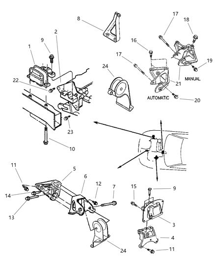 1998 Chrysler Sebring Convertible Engine Mounts Diagram 2 - Thumbnail