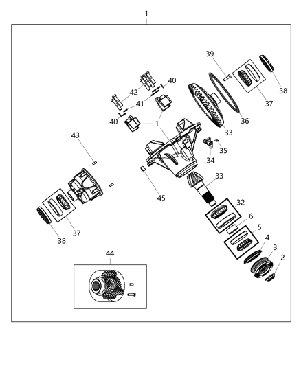 2018 Ram 5500 Differential Assembly of Rear Axle; Differential And Drive Line Diagram