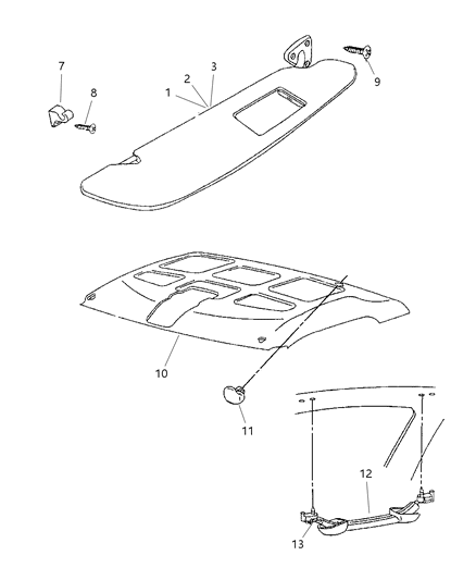 2001 Dodge Ram 1500 Visor Diagram for 5ES00TL2AD