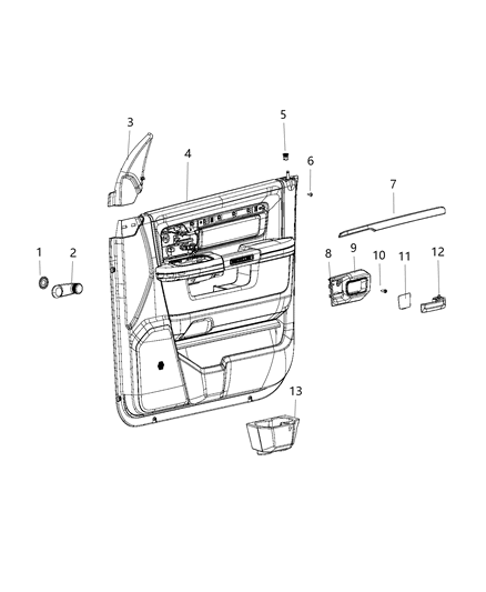 2018 Ram 3500 Cab Chassis Door Trim Panels Front Diagram