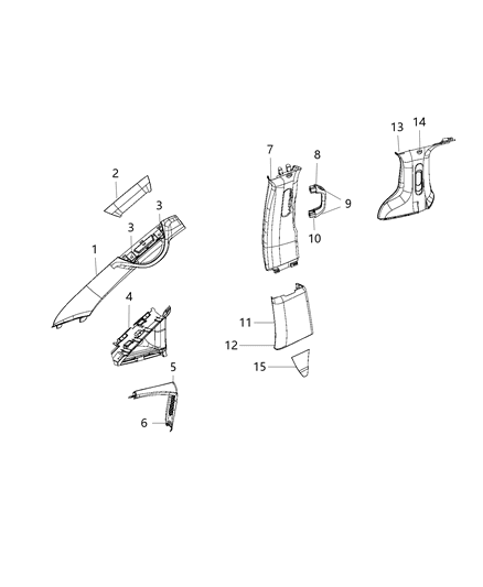 2020 Chrysler Voyager Interior Moldings And Pillars Diagram