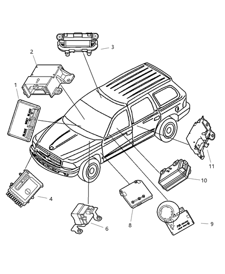 2001 Dodge Durango Control Module Diagram for 5017889AC