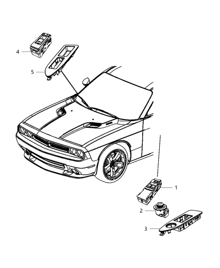 2013 Dodge Challenger Window Switch, Passenger Side Diagram for 68025161AB