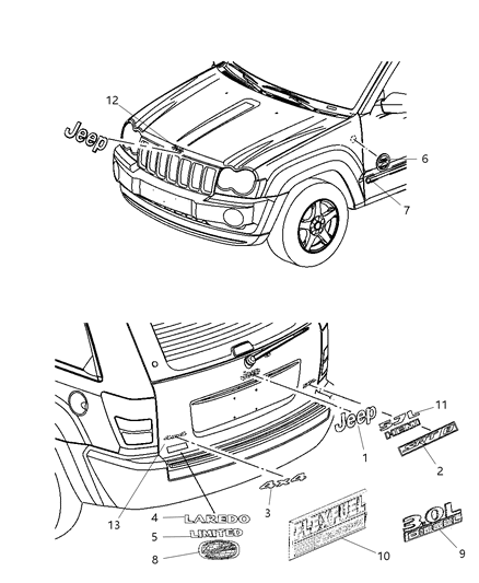 2008 Jeep Grand Cherokee Nameplate [Limited] Diagram for 55157090AC