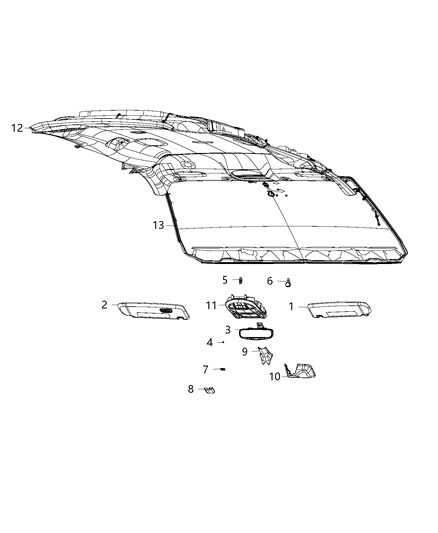 2020 Chrysler Pacifica Overhead Console, Black Diagram for 6ES95PD2AC