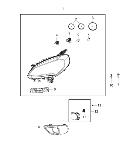 2020 Ram ProMaster City Corner Lamp Bulb Diagram for 68285005AA