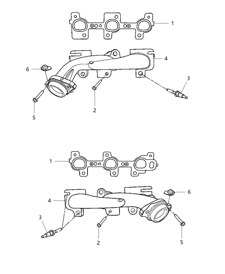 2008 Dodge Durango Exhaust Manifolds & Heat Shields Diagram 1 - Thumbnail