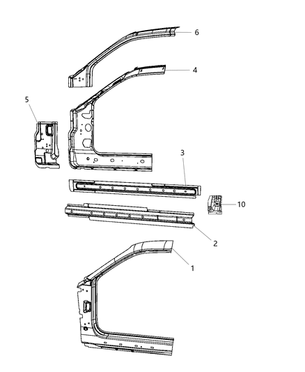 2014 Dodge Challenger Reinforcement Sill Diagram for 5112896AC