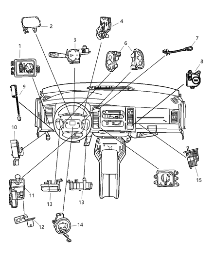 2001 Dodge Ram 3500 Regular Cab Switches Instrument Panel Diagram