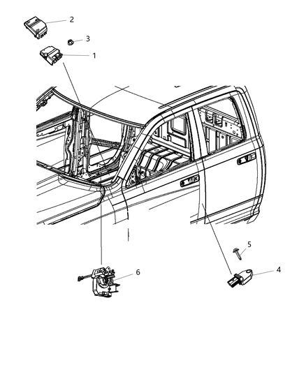 2013 Ram 1500 Bracket Occupant Restraint Module Diagram for 68145213AB
