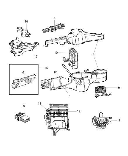 2003 Dodge Grand Caravan Housing Distribution: Doors, Gears, Actuators, Covers, Seals Diagram for 4885487AB