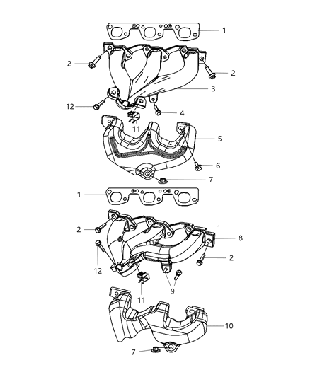 2007 Jeep Wrangler Exhaust Manifold & Turbocharger & Mounting Diagram 2 - Thumbnail