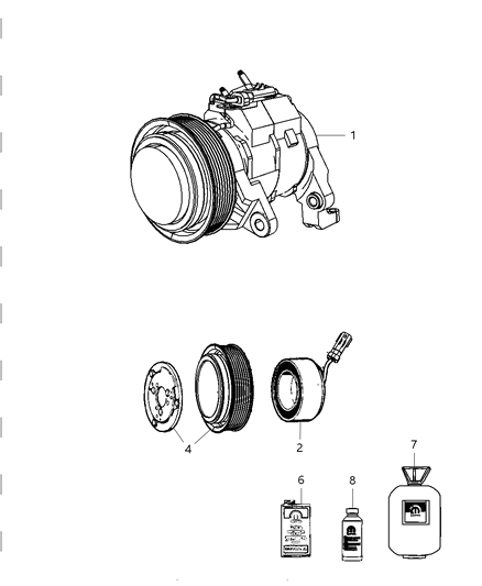 2009 Dodge Ram 2500 Clutch Overhaul Kit A/C Compressor: Snap Rings, Shims Diagram for 68057723AA