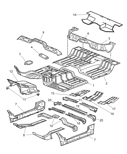 2006 Dodge Ram 2500 Reinforcement Plate, Front Diagram for 55276223AA