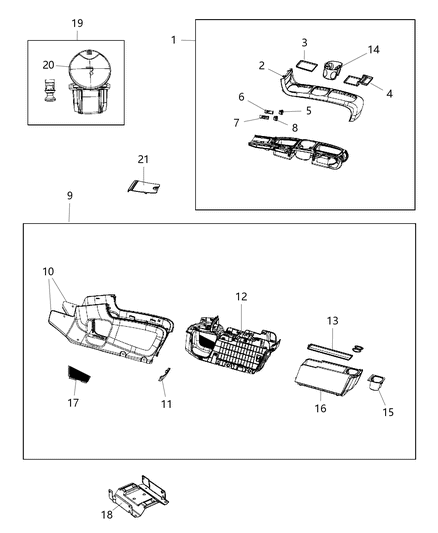 2018 Dodge Grand Caravan Floor Console Front Diagram 1 - Thumbnail
