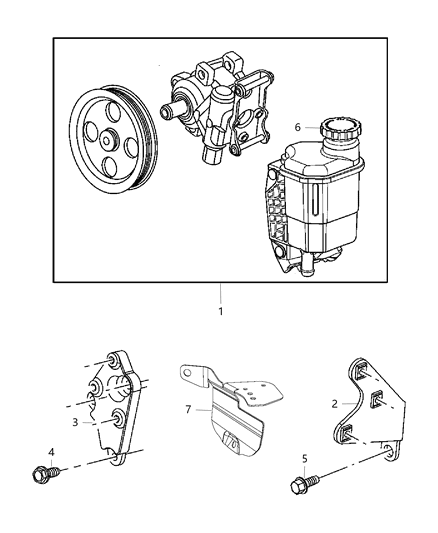 2017 Ram 3500 Cab Chassis Power Steering Pump & Reservoir Diagram 1 - Thumbnail