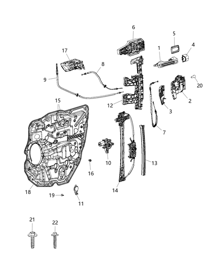 2020 Ram 1500 New Style Rear Door - Hardware Components Diagram