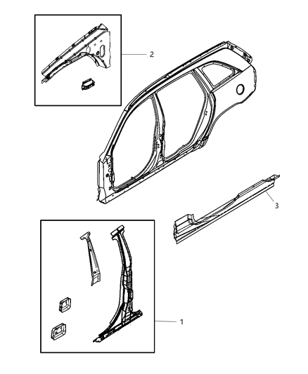 2004 Chrysler Pacifica Beam Front Fender Shield Diagram for 5054008AB