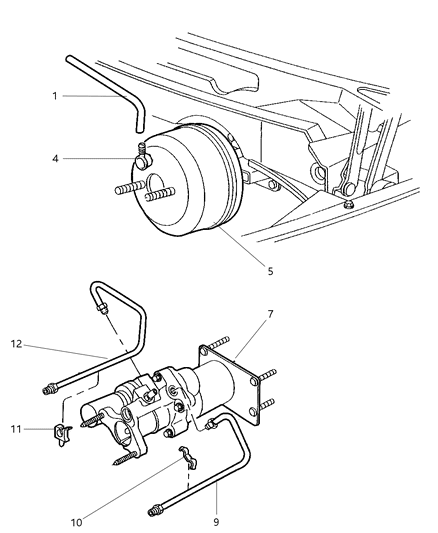1997 Dodge Ram 2500 Brake Booster Diagram for 4746379