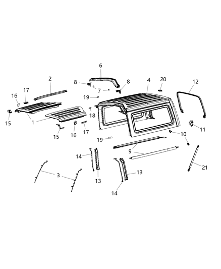 2019 Jeep Wrangler End Seal, Front Top Passenger Side Diagram for 68368894AB