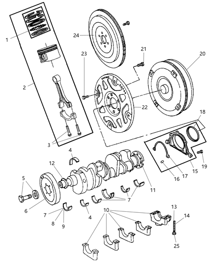 2007 Dodge Ram 1500 Crankshaft , Pistons , Bearing , Torque Converter And Flywheel And Drive Plate Diagram 3 - Thumbnail
