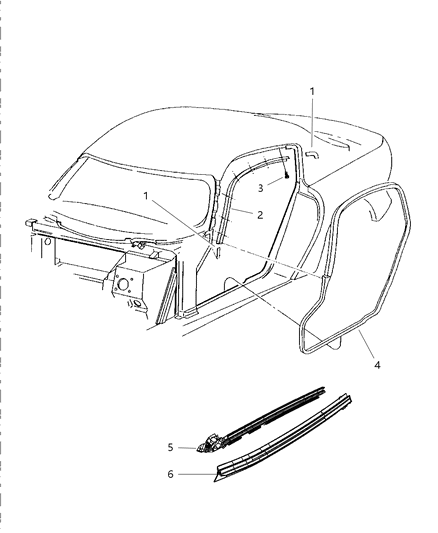 1997 Dodge Viper Door, Front Weatherstrips & Seal Diagram 2 - Thumbnail