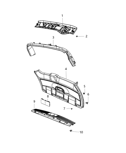 2018 Dodge Grand Caravan Cover Liftgate Trim Diagram for 1SF30BD1AA
