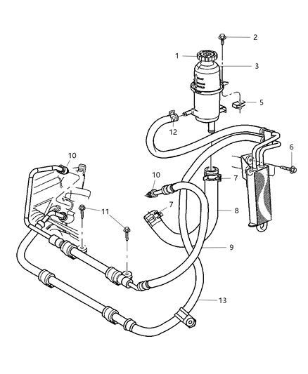 2007 Jeep Liberty Power Steering Hoses And Reservoir Diagram 1 - Thumbnail