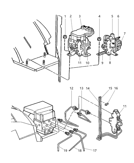 2000 Dodge Ram Van Control Unit Anti-Lock Brake Diagram for 52010470AF