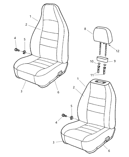 2001 Jeep Wrangler Cover Front Seat Back Diagram for UG851K5AA