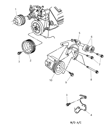 1998 Dodge Ram 2500 Regular Cab Drive Pulleys Diagram 2 - Thumbnail