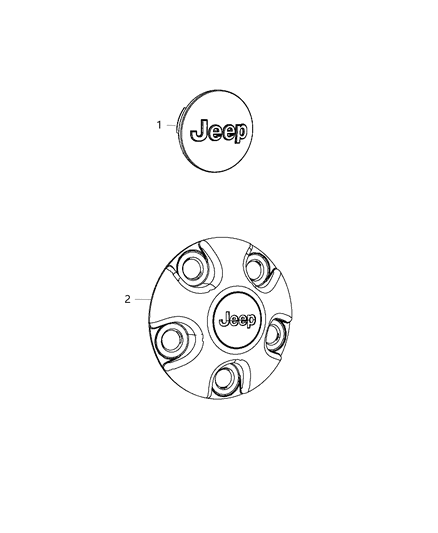 2018 Jeep Wrangler JK (Previous-generation) Center Caps Diagram