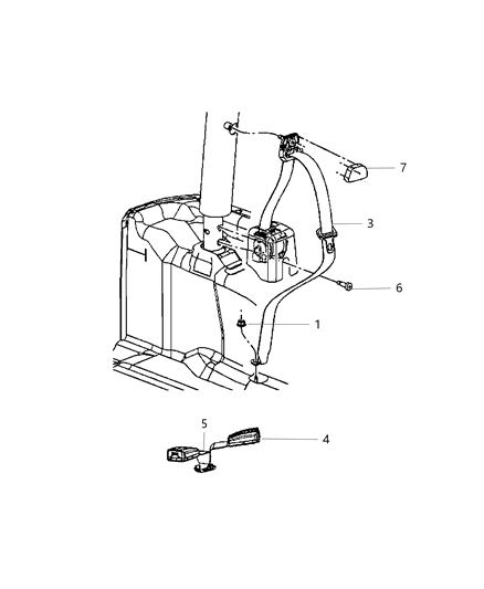 2008 Jeep Wrangler Seat Belt Rear Diagram 1 - Thumbnail