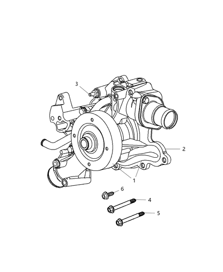 2008 Dodge Ram 3500 Cab Chassis Water Pump & Related Parts Diagram 1 - Thumbnail
